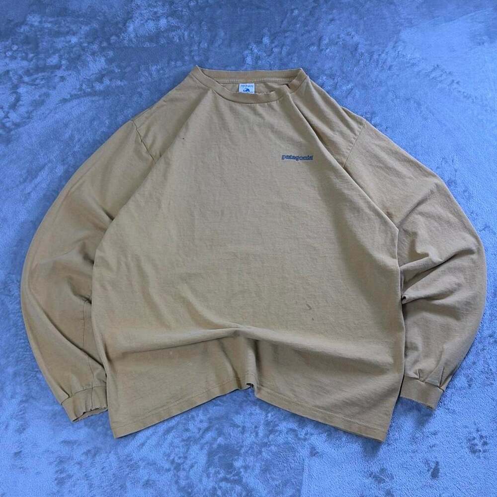 Vintage Patagonia Beneficial T’s Long Sleeve Shirt Mens M Yellow 90s USA Organic